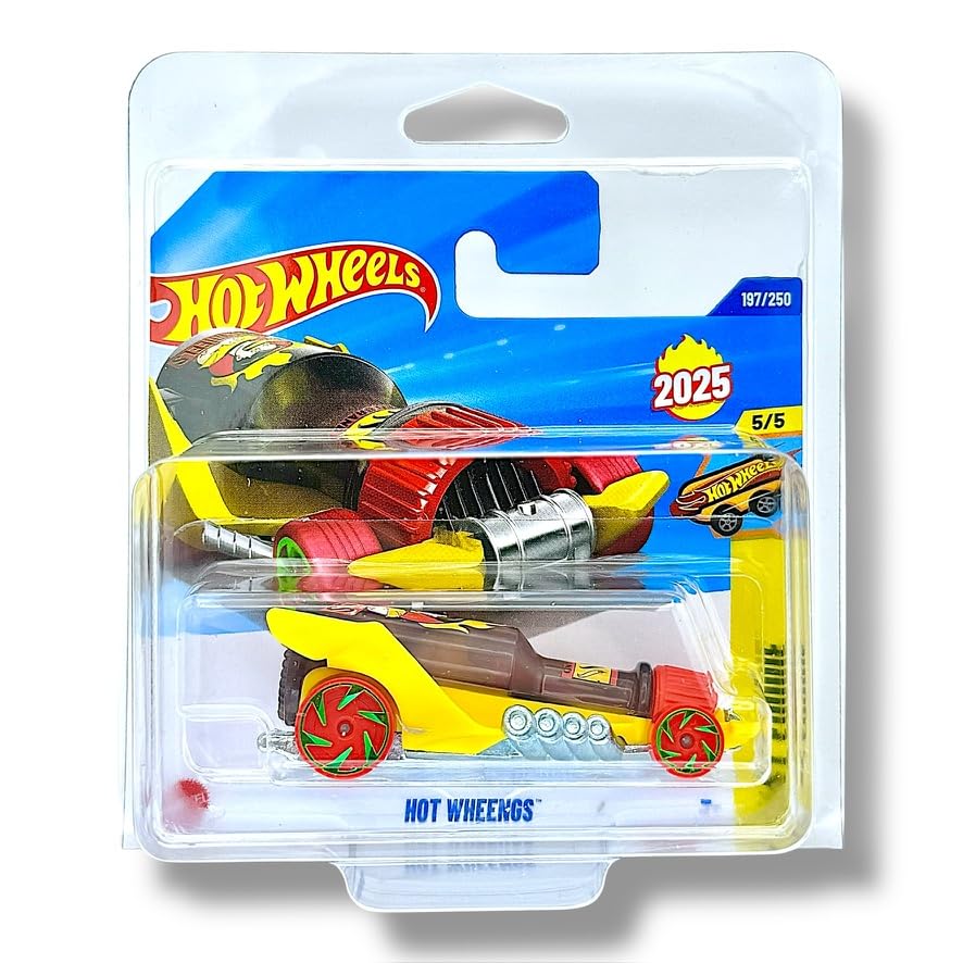 Hot Wheels Hot Wheengs (Transparent Black, Yellow & Red) 5/5 Fast Foodie - 2025-197/250 (Short Card) - includes a KLAS Car Keeper Protector Case - JBC02