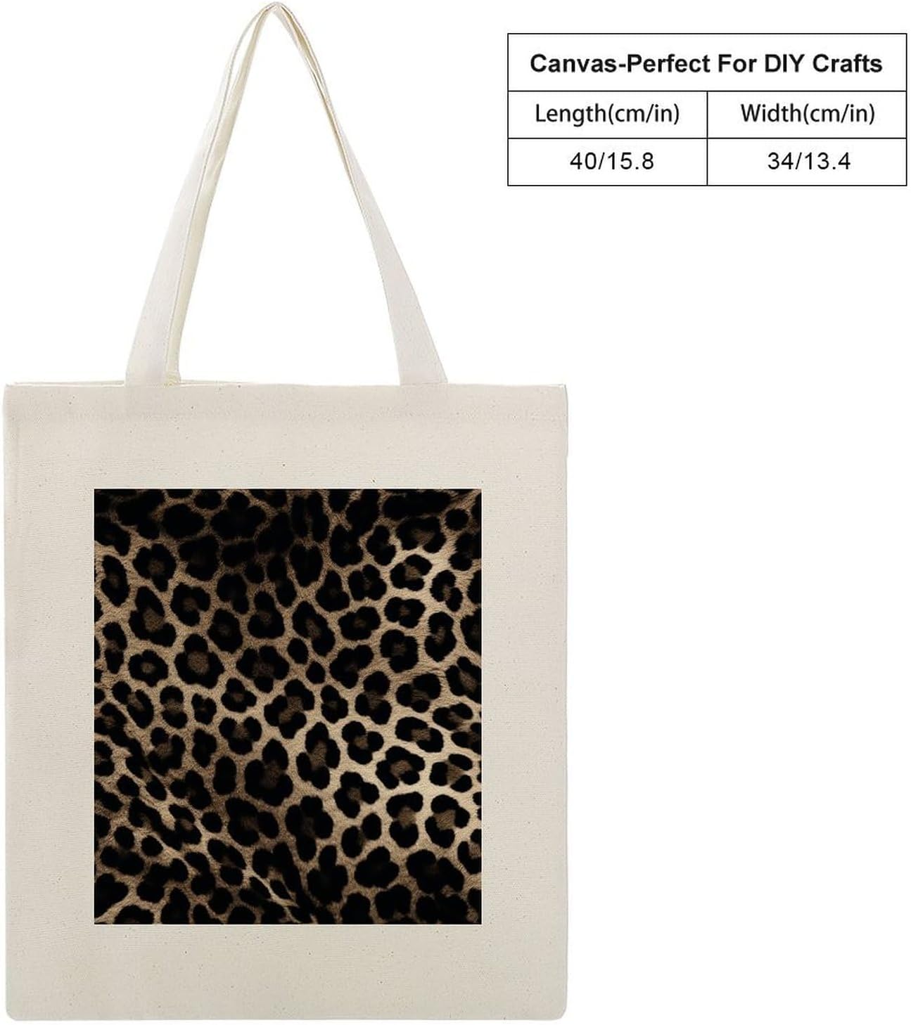 Black Leopard Print Cotton Polyester Blend Canvas Carryall Bag | Black Leopard Print Reusable Fabric Handbag for Grocery Travel Daily Errands Multipurpose Storage Carry Tote