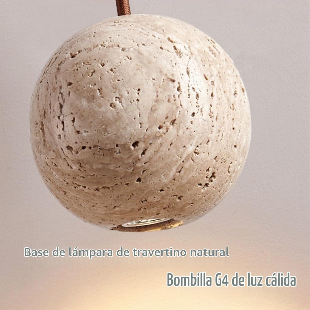 YUPIN Lámpara Colgante Redonda De Travertino Wabi-sabi Lámpara Colgante De Cabecera De Piedra Natural Japonés Lámpara De Araña Creativa Nórdica De Piedra G4 Para Dormitorio Cocina Sala De Estar(Ax2)