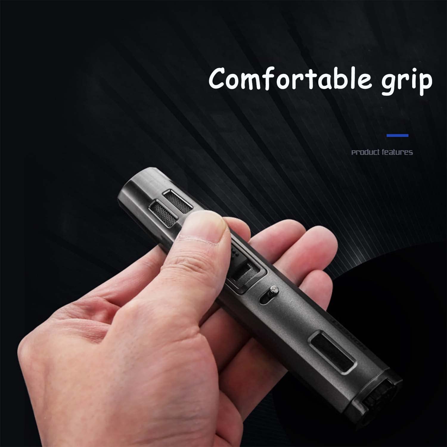 Lot de 4 Briquets Torche à Double Jet Au Butane Rechargeable avec Stylo à Flamme Continue à Fenêtre Visible, Excellents Cadeaux et Outils pour Hommes (sans Gaz)