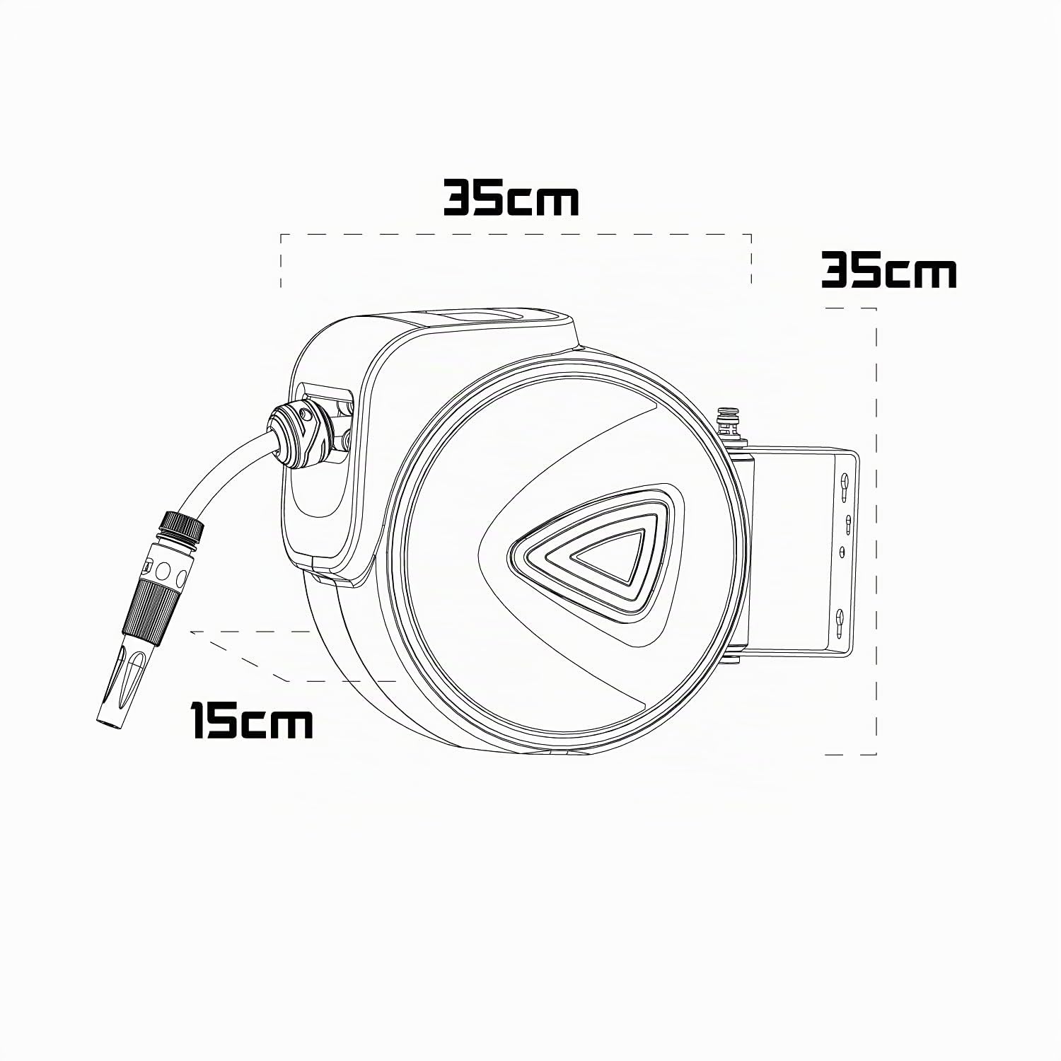 BOUDECH® KAI 20 - Avvolgitubo Automatico per Giardino Acqua Girevole ed Autoavvolgente Montaggio a Parete (20+1MT)