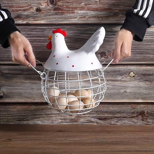 Miniatura 6 de LIFKOME Cestas de huevos para huevos frescos, decoraciones de Pascua, cestas de huevos frescos de gallina de cerámica, cestas de almacenamiento de