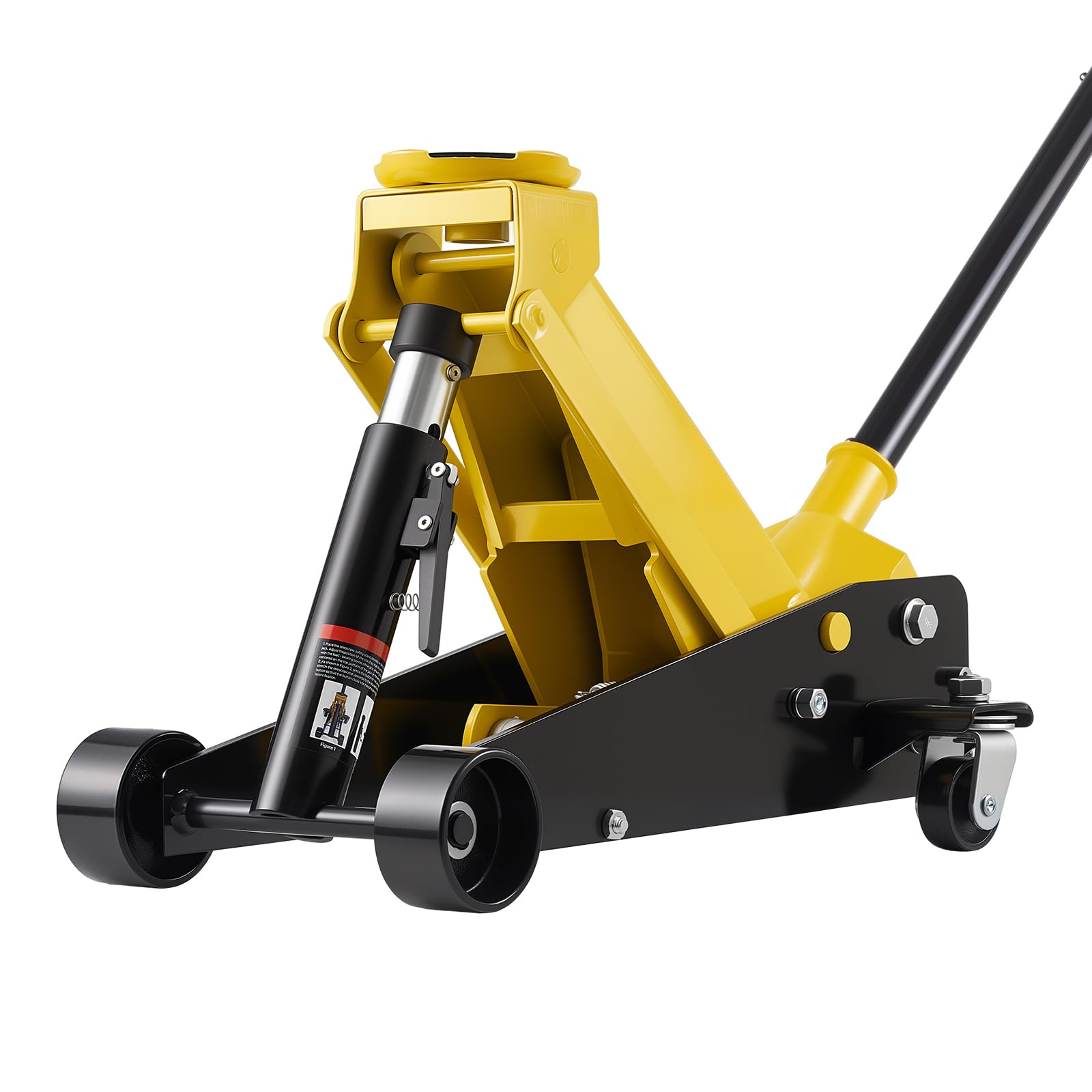 VEVOR Cric Idraulico a Carrello 3 Tonnellate a Basso Profilo, Cric Idraulico da Pavimento da Corsa in Acciaio a Pistone Singolo, Altezza di Sollevamento 130-500 mm, Multiuso per Auto Sportivo e SUV