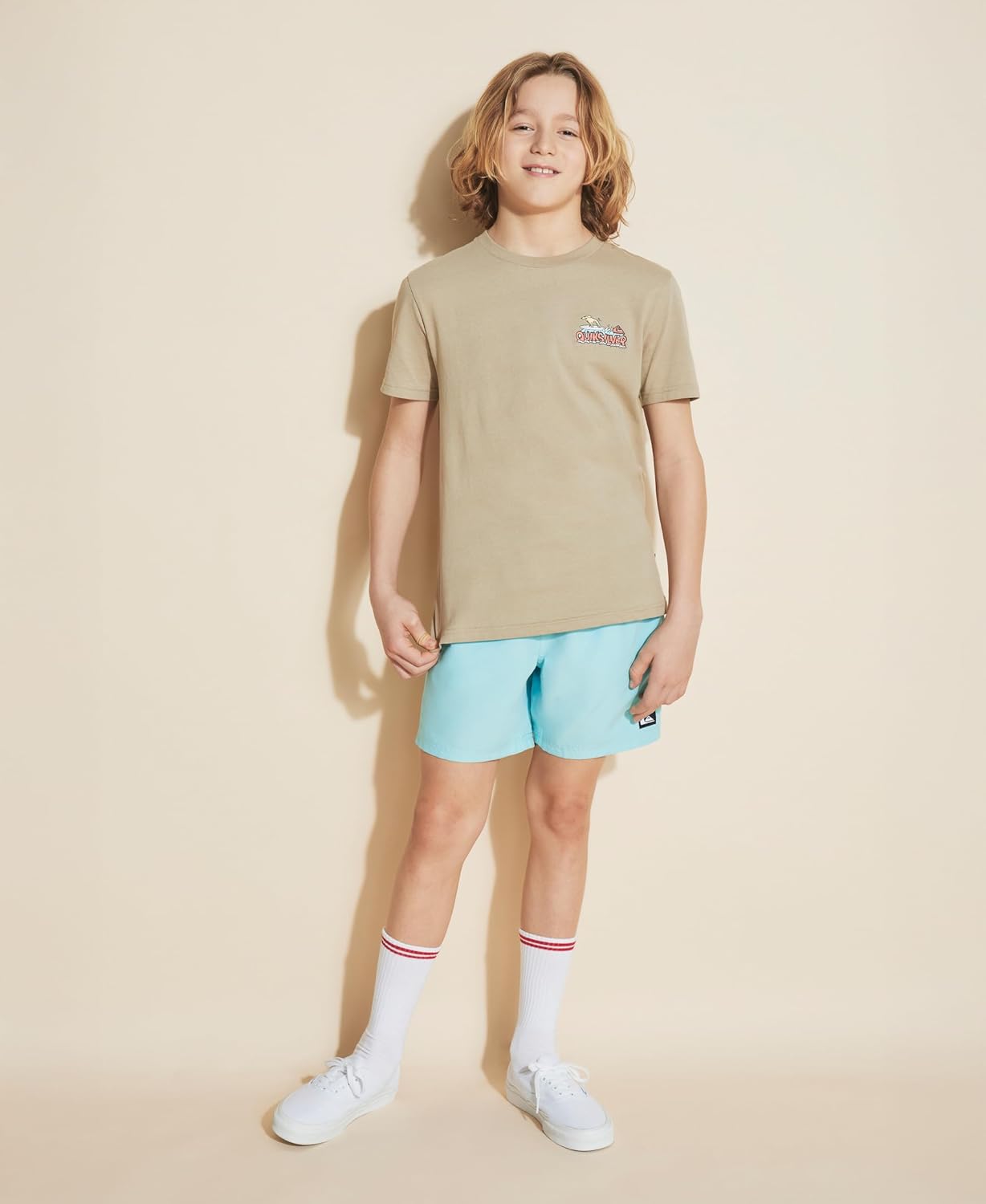 Quiksilver Boys' Volley Swim Trunks with Compression Liner, UPF 50+ Sun Protection, Quick Dry Bathing Suit Shorts