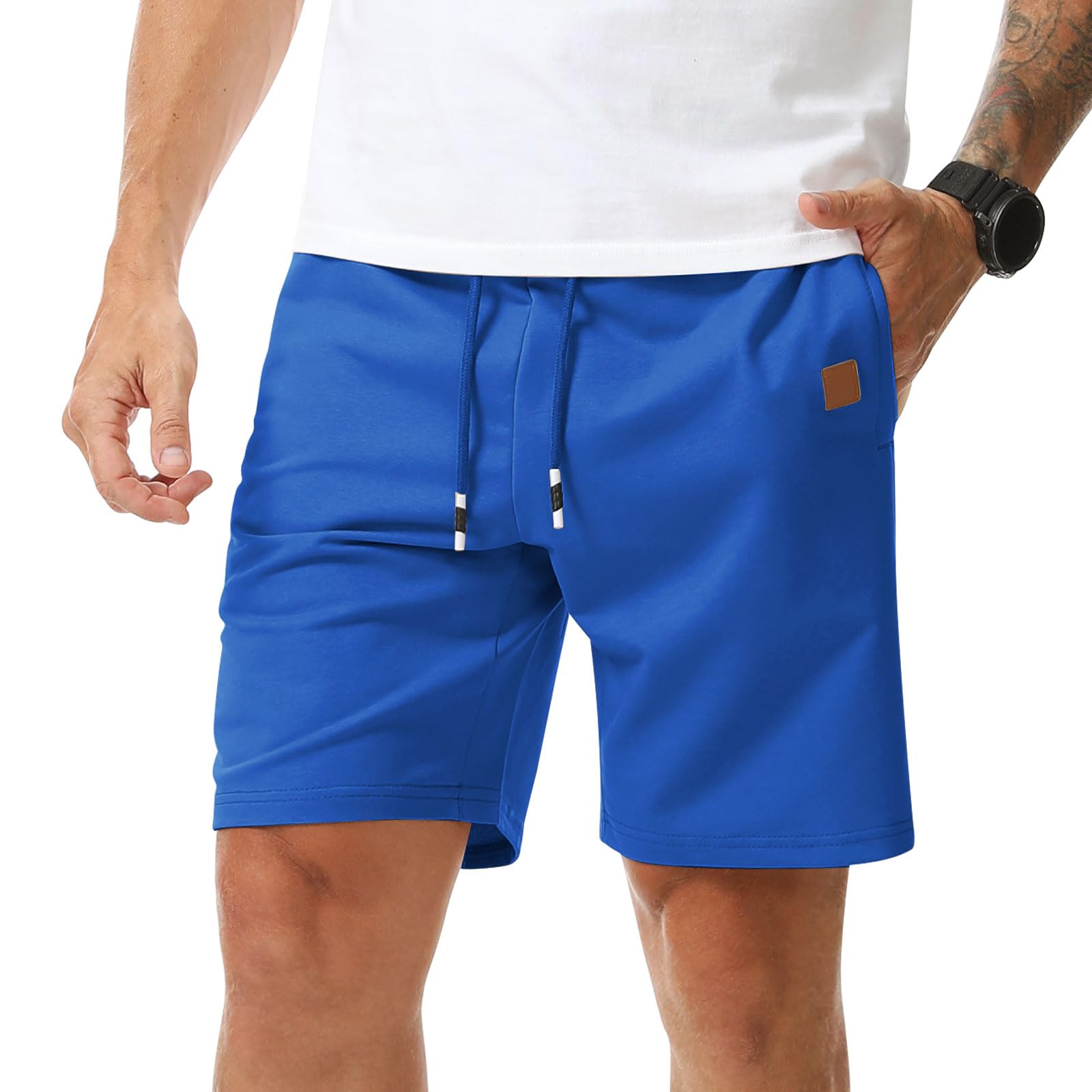 Surenow Mens Jogger Shorts Athletic Workout Shorts Drawstring Casual Lightweight Short for Men with Zipper Pockets