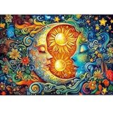 Flalivi 1000 Piece Jigsaw Puzzle for Adults, Blue Girl Face Art Flowers Puzzle for Adults - Impossible Difficult Challenging Family Puzzle (27.56