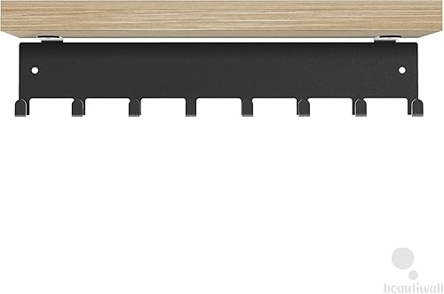 Miniatura 7 de Soporte para llaves de pared de metal de acero con ganchos para automóvil, apartamento, almacenamiento, llaves negras. Cinta adhesiva incluida.