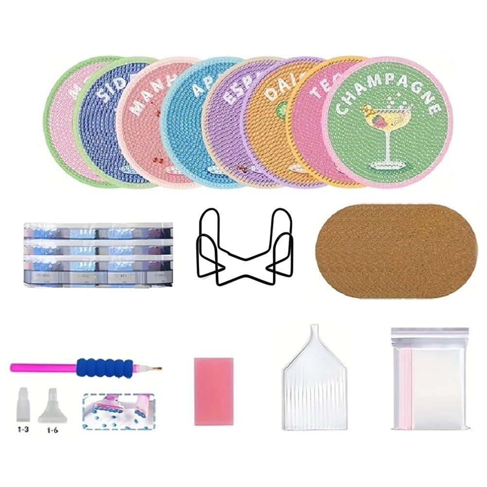 Kit sous-verres à peindre diamants pour des apéritifs créatifs entre adultes