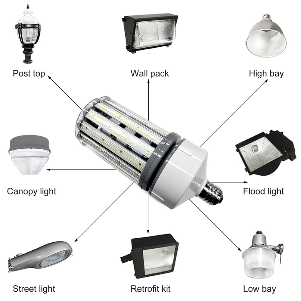 Lampadina LED A Mais Equivalente A 200 W, Attacco E39/E40, Luce Diurna 5000 K, 60 W, 7800 Lm, Lampadine LED per Grandi Superfici, per Interni Ed Esterni, Garage, Magazzini, Illumi，E40