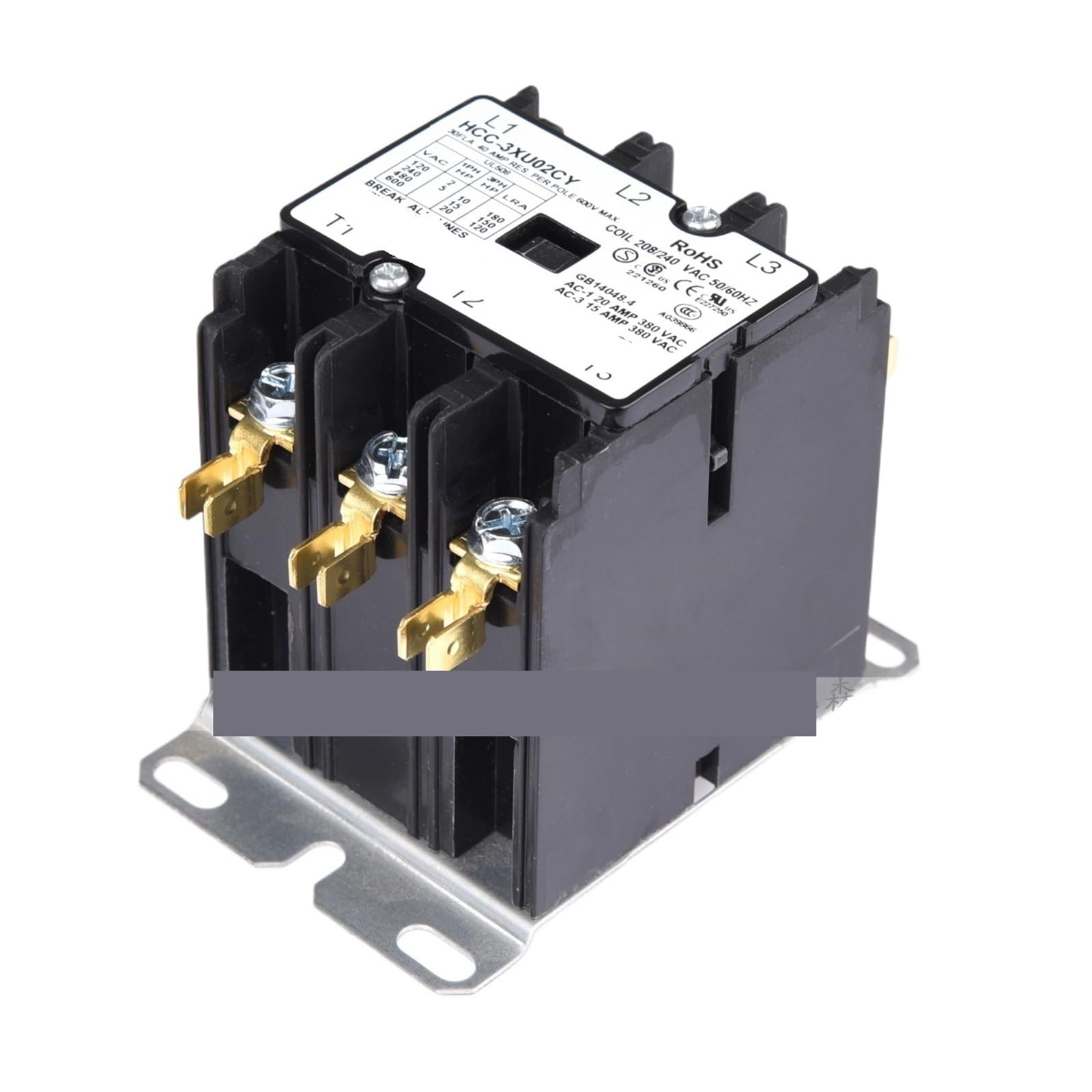 Contactor de CA HCC-3XU02CY 208V-240V 30A for Aire Acondicionado, Calentadores industriales y Bombas de Calor