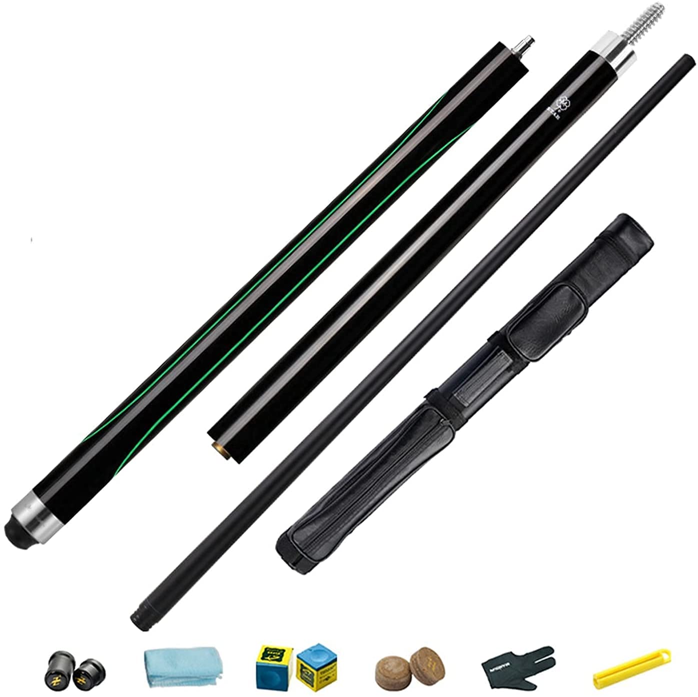 EFHJSUIR Pool Cue Stick Set Billiard Cue Sticks Set Maple Pool Cue 59Inch Punch and Jump Rod, 1/2 Black Technology Carbon Fiber Pool Cue Stick 20Oz,13Mm Tips Adult(Color:C,Size:13Mm)