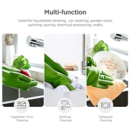 IUCGE Rubber dishwashing gloves 3 Pairs for kitchen,Cleaning washing dish gloves long for household reuseable durable.(Large,Green)