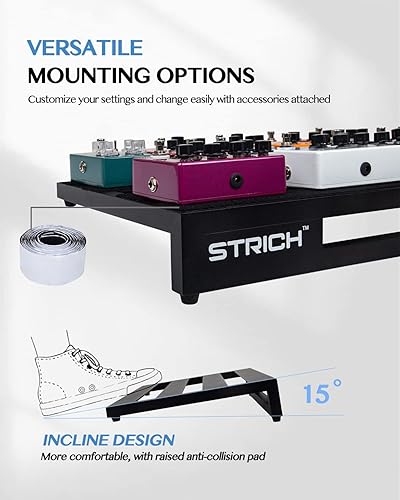 Miniatura 2 de STRICH Pedal de guitarra de aleación de aluminio, 2.65 libras, efecto ligero, pedalera de 22 x 12.5 pulgadas con bolsa de transporte, estándar 22