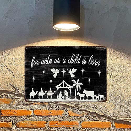 Plaque métal crèche de Noël vintage déco murale extérieure intérieure