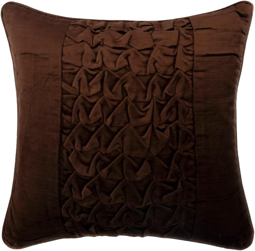 The HomeCentric Throw Pillow Covers, Decorative Brown Designer Pillow Covers 16x16 inch (40x40 cm) Velvet Pillow Covers with Zipper, Solid Color, Knots, Textured, Modern Accent Pillow - Brown Knots