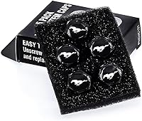 Vista 2 de Ford Mustang White Pony Cubiertas Negras de Tapas de Válvulas