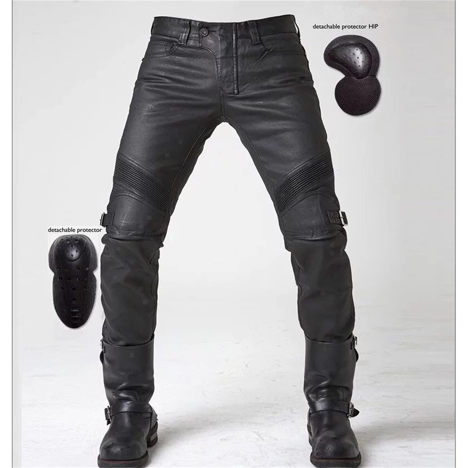 Pantaloni da moto da uomo, protezione anti-umidità, impermeabili, con protezione per fianchi e ginocchiere, realizzati in pelle Oxford