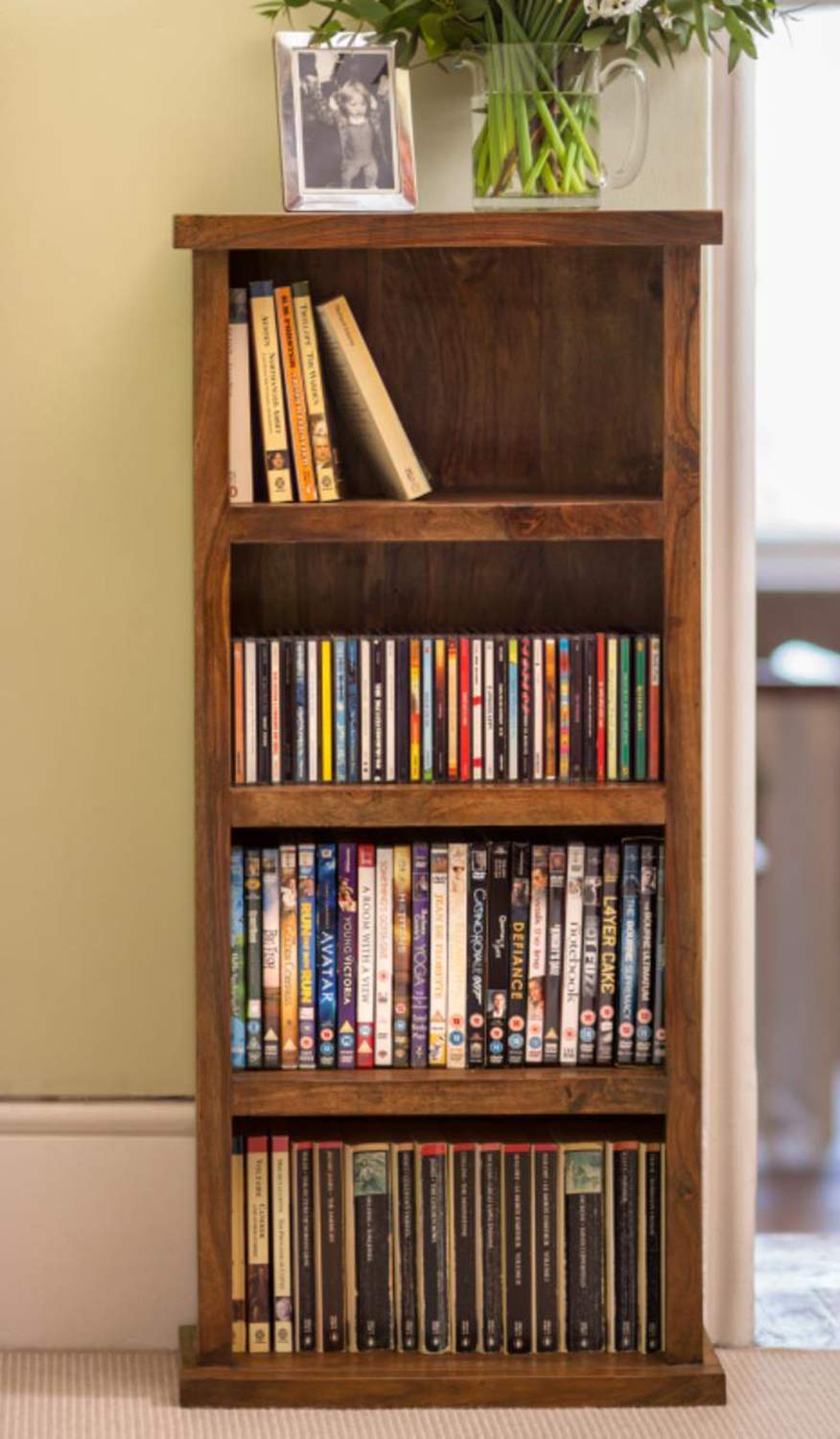 KR Furniture 4-Shelf Sheesham Wood Bookshelf | Open Wooden Bookcase Storage Rack | Space-Saving Display Shelf for Living Room, Study Room, Library & Home Office | Natural Finish-image-30