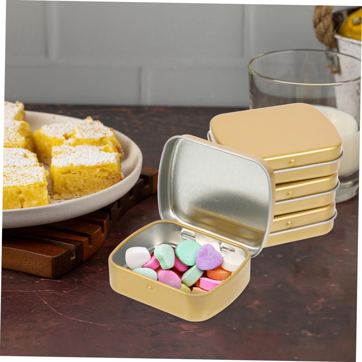 Mini Boîte Rectangulaire Lot de 10 Pièces en Fer-blanc