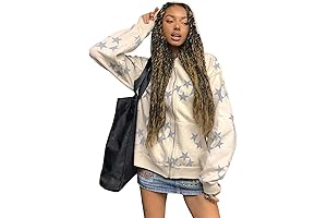 Cute Women Star Graphic Zip Up Hoodie