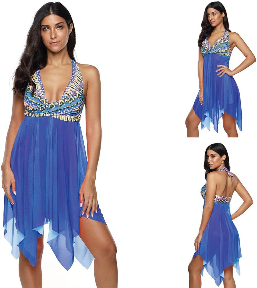 Plus Size Swimming Dresses Oversize Mesh Swimwear Two-Pieces Suits 3XL 4XL Monokini Women Water Sports Wear