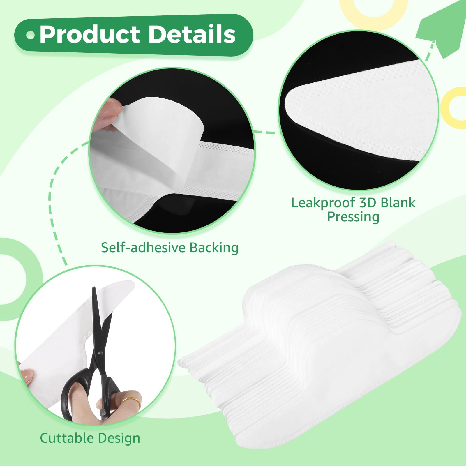150 almohadillas de sudor para protectores de cuello para hombres y mujeres, almohadillas desechables para el sudor, autoadhesivas invisibles, almohadillas antisuciedad para el cuello