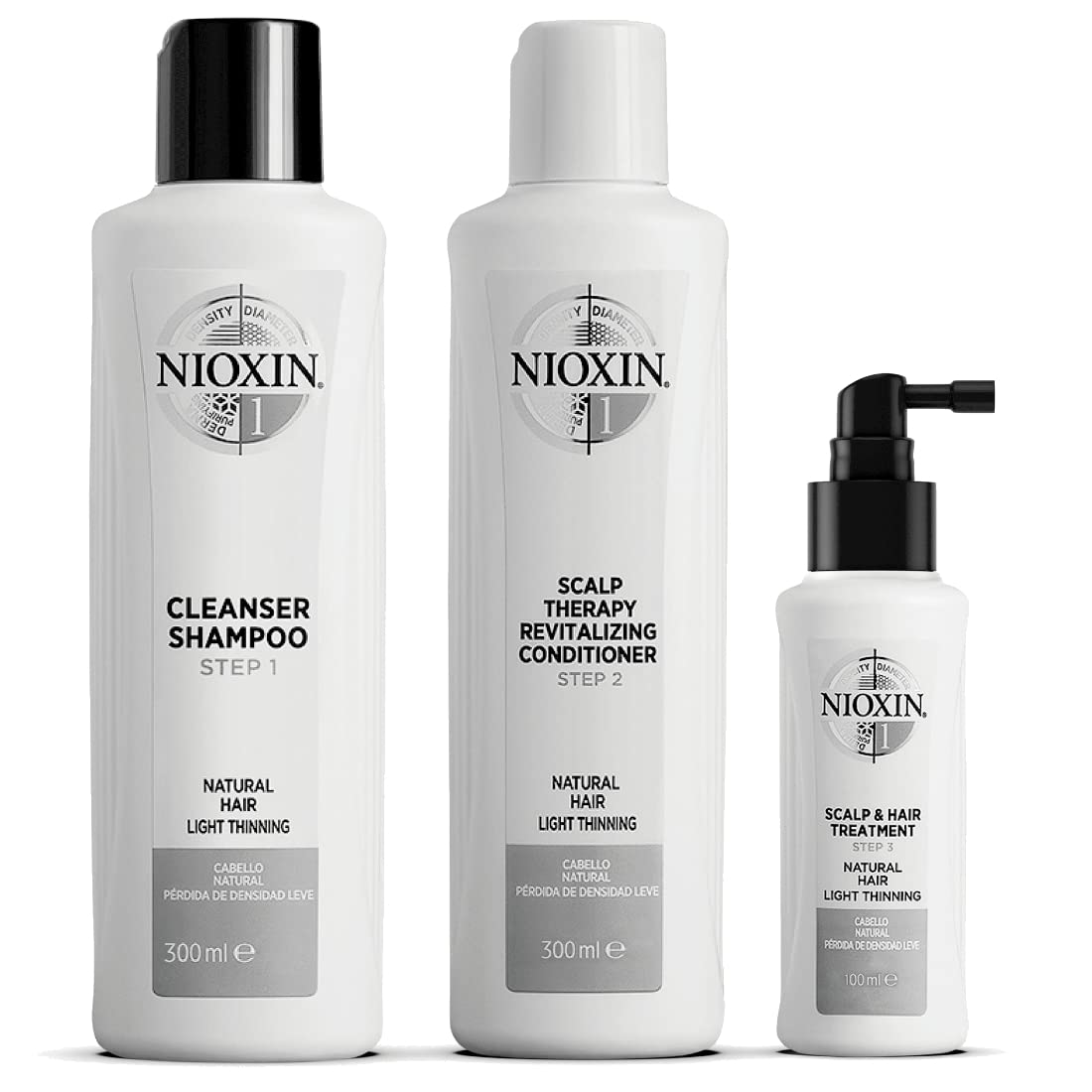 Scalp + Hair Thickening System 1 Kit | For Natural-Hair with Light Thinning | Strengthen Against Breakage with Niacinamide & Biotin | Cleanse, Condition, & Treat | Bundle