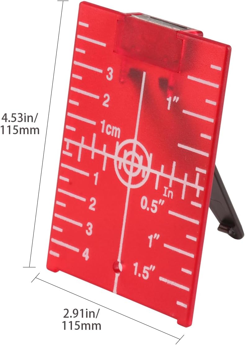MOETER Laser Target Plate, LT02R, Red, Magnetic Floor Target Card with Stand, Reflection Target Plate for Alignment Laser Level