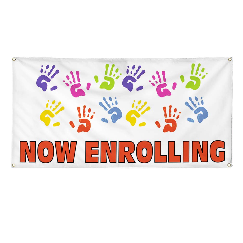 Vinyl Banner Multiple Sizes Now Enrolling Outdoor Advertising Printing B Education Outdoor Weatherproof Industrial Yard Signs 4 Grommets 24x36Inches