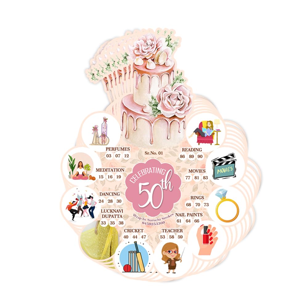Suruchi Strokes 50th Birthday Theme Tambola Tickets, Desinger Printed Kukuba, New Housie Games Golden Jubilee Year Celebration Collection for Family Friends Kitty Party (40 Tickets) (B0DCK76CKX) Amazon Price History, Amazon Price Tracker