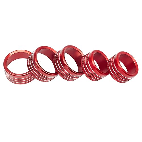 Miniatura 3 de Accesorios para Dodge Ram 2018-2021, cubierta de perilla de control de aire acondicionado, interruptor de consola central (rojo)