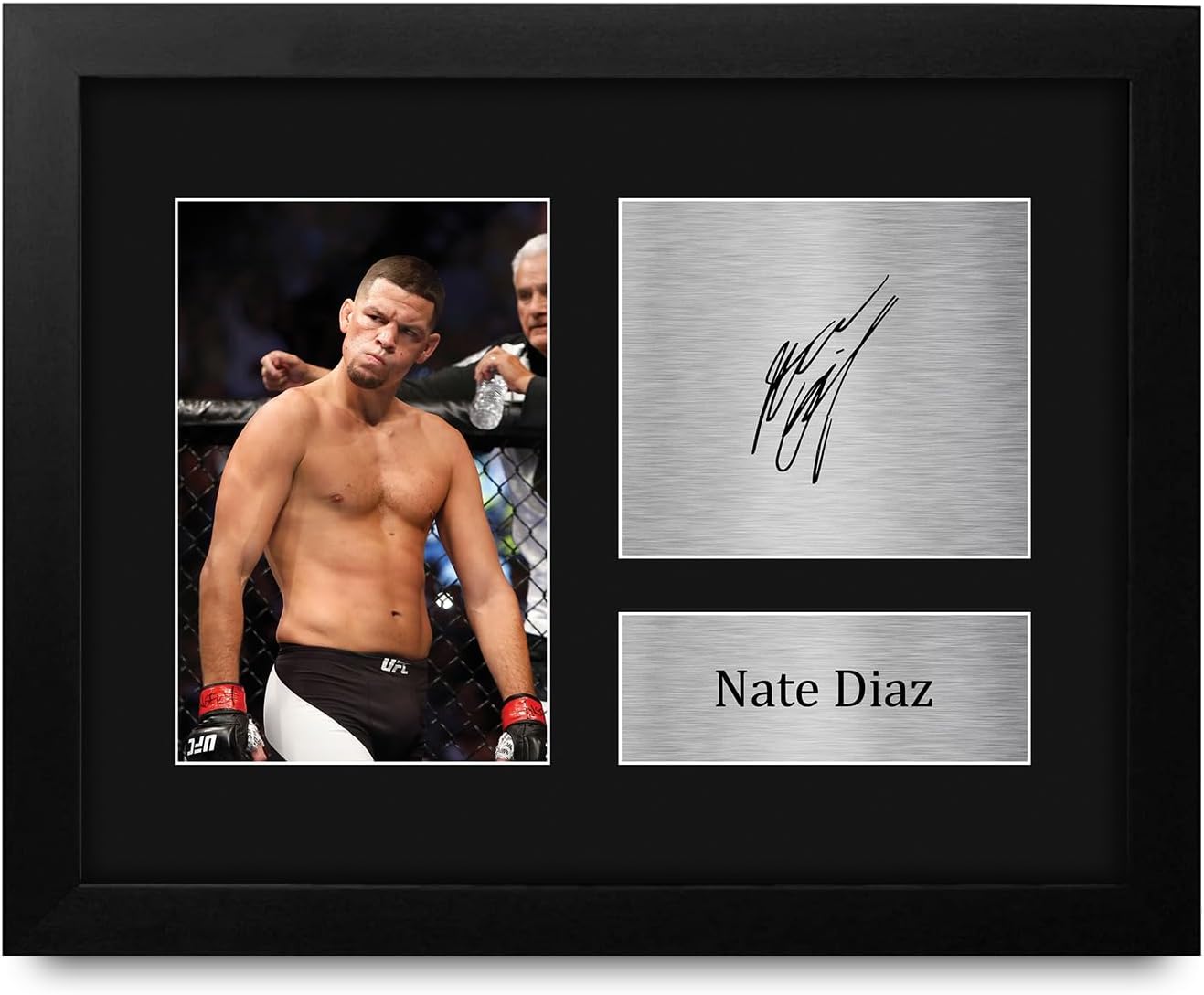 HWC Trading Nate Diaz MMA Framed Gifts Printed Signed Autograph Picture for UFC Memorabilia Fans - US Letter Size