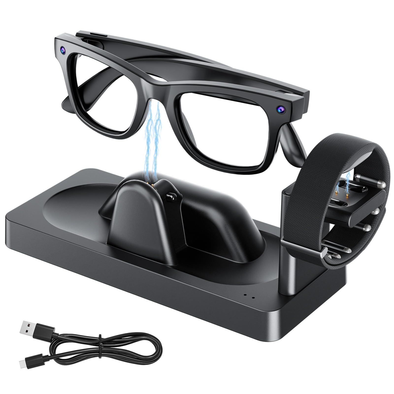 Charging Dock for Meta RayBan Display & Neural Band Smart Glasses | 3-in-1 Dock, One-stop Charging. Smart chip + Fast charging. Dual-Color LED Status. Contact Charging. Drop & Charge