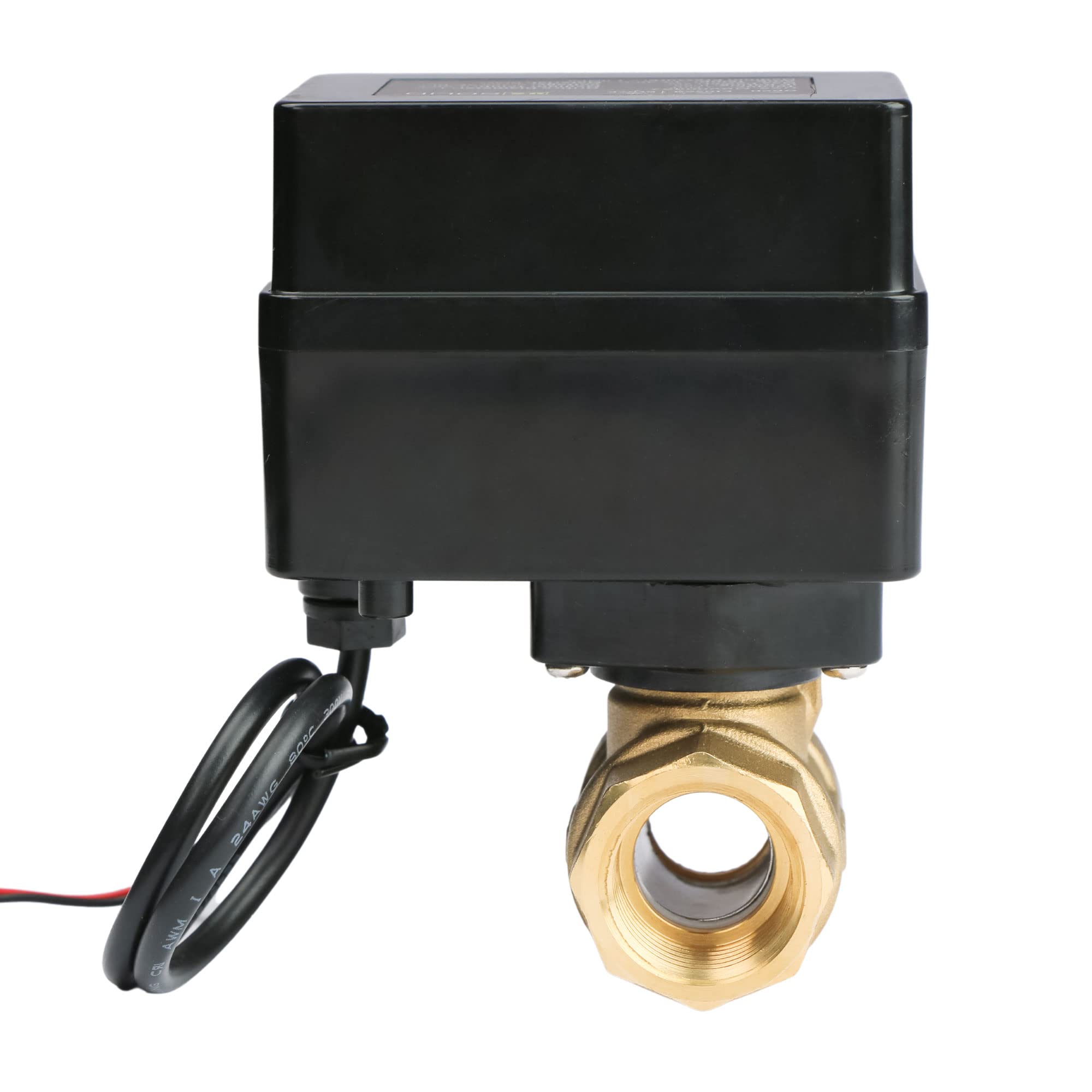 Valvola a sfera motorizzata - Valvola a sfera in ottone da 1/2" con porta standard, 9-36V AC/DC, configurazione di ritorno automatico a 2 fili, normalmente aperta (N/O) di U.S. Solid