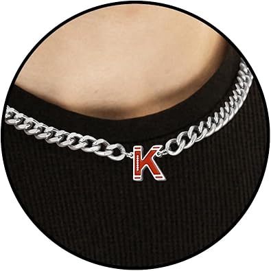 Football Necklaces for Boys Stainless Steel Initial Necklace with Letter A-Z 6.5mm Cuban Chain Gifts for Him Boys Men Teens 16+2 Inches
