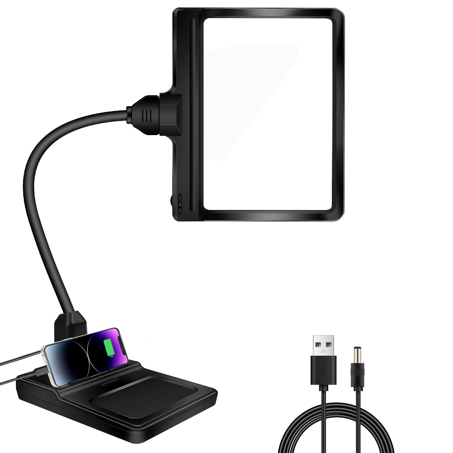 5X Large Magnifying Glass with Light and Stand, 36 LED Flexible Gooseneck Magnifying Desk Lamp, Lighted Detachable Large Page Magnifier for Reading, Sewing, Crafts, Painting, DIY & Close Work