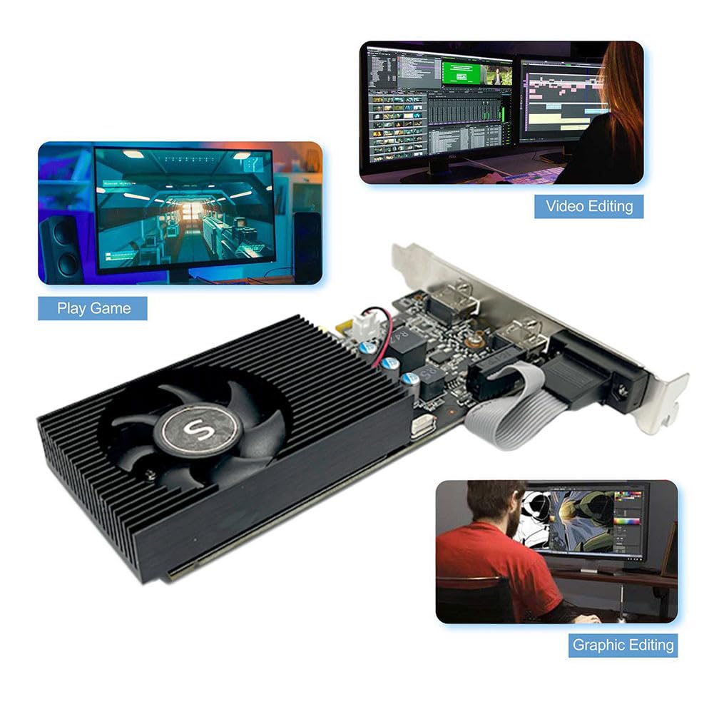 GT 730 4GB DDR3 128-bit, Dual HDMI, VGA, scheda grafica a basso profilo, scheda video per PC, GPU per computer, bassa potenza, PCI Express x16, DirectX 11