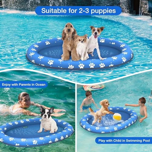 Hunde-Pool-Schwimmer, umweltfreundlich, PVC, für 3 Hunde, 139,7 x 96 cm, großes Pool-Floß, faltbar und tragbar, für Poolspaß