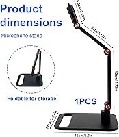 Vista 2 de Soporte de micrófono, carga máxima de 3.3 libras, soporte de brazo de micrófono de escritorio ajustable con adaptadores de rosca para podcast