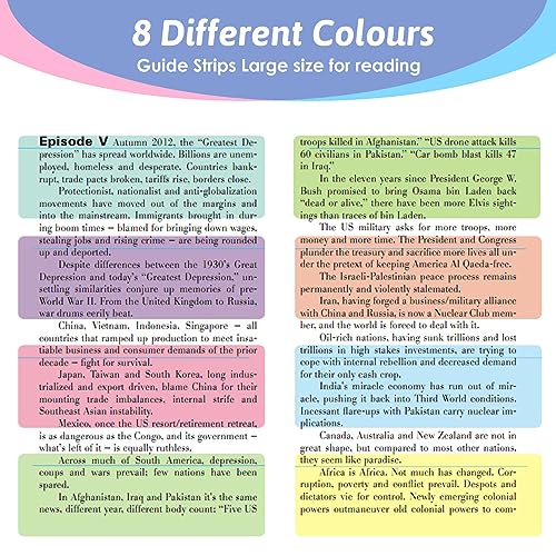 8 PCS Reading Guided Strips Colour Reading Strips Visual Aids Reading