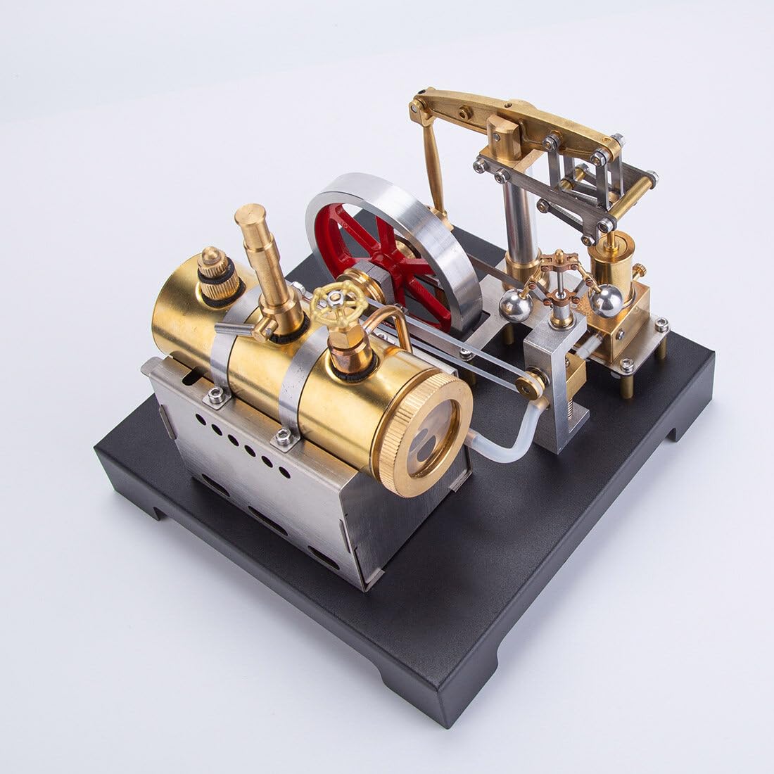 KAROON Dampfmaschinen-Modell, Vollmetallträger Dampfmaschinenmodell Und Liegender Kessel mit Zentrifugalregulator DIY-Bausatz (84PCS)