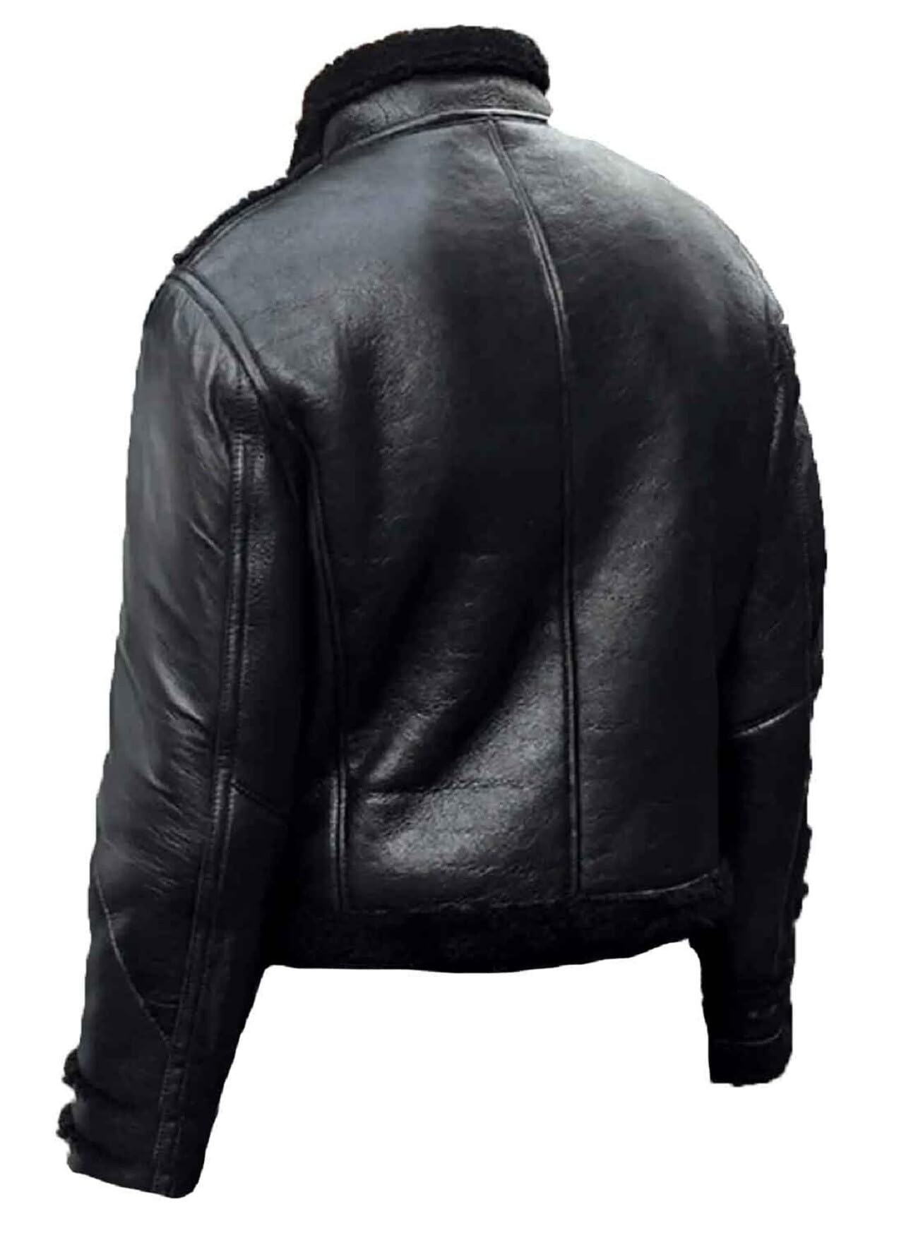 Chaqueta bomber B3 de cuero de primera calidad para hombre con forro de piel sintética de oveja