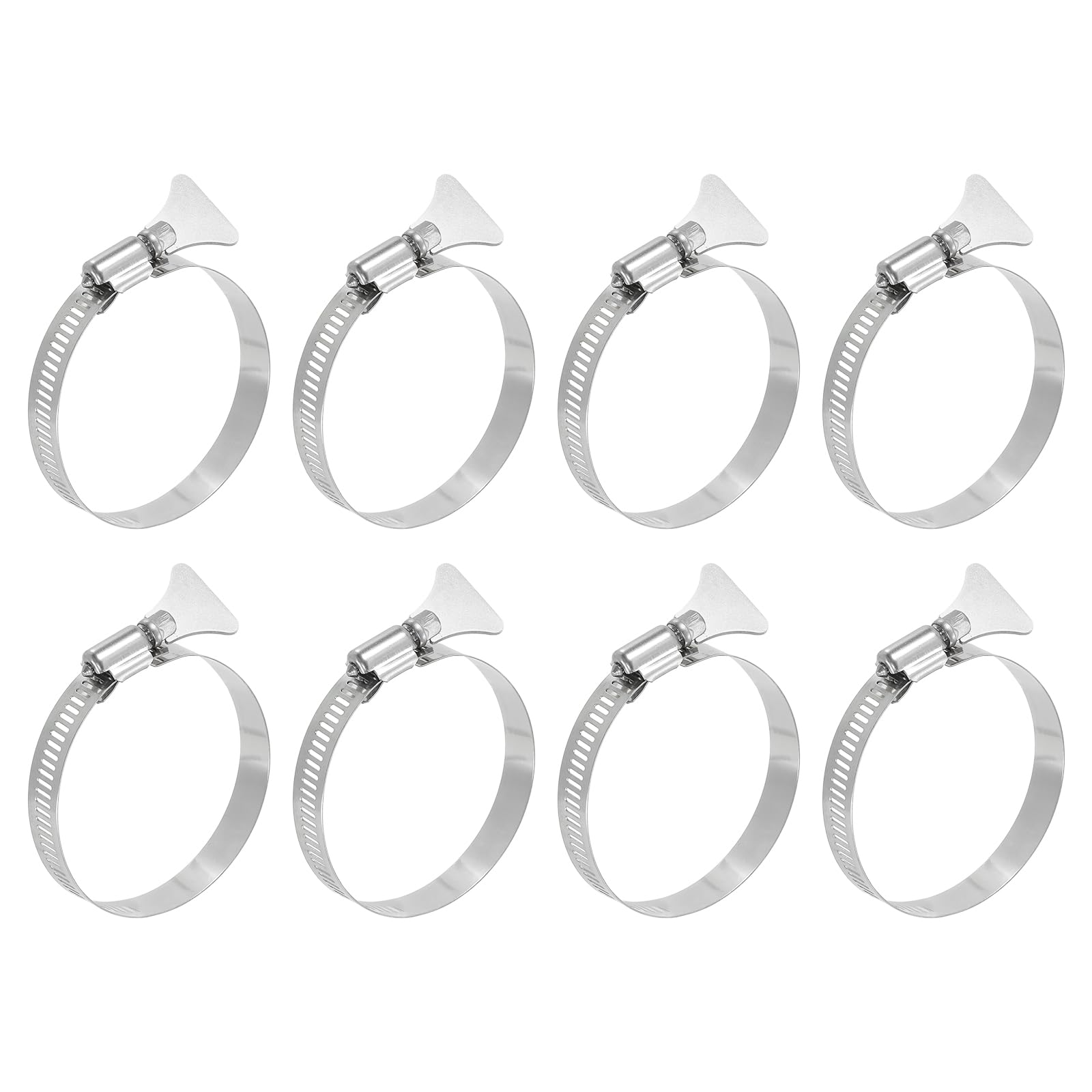 uxcell 8Pcs Stainless Steel Hose Clamps Worm Gear Hose Clamp, 46-70mm (1-3/4"to 2-3/4") Adjustable Thumb Screw Key Type Clamps Fuel Line Clamps 12mm