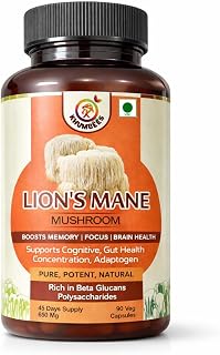 KHUMBEESS SUPERFOODS Lion's Mane Mushroom Extract 650mg (90 Veg Capsules) | High Strength Nootropic Supplement for Focus, Memory & Mental Clarity | Cognitive Brain Support, Nerve Health, NGF Support, Gut & Immune Wellness