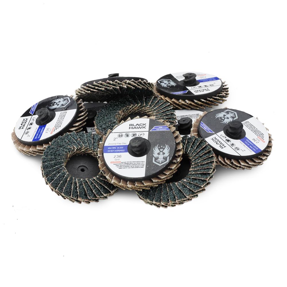 BHA Mini Flap Discs Quick Change Zirconia Grinding and Sanding Wheels, 2 Inch, 36 Grit - 10 Pack