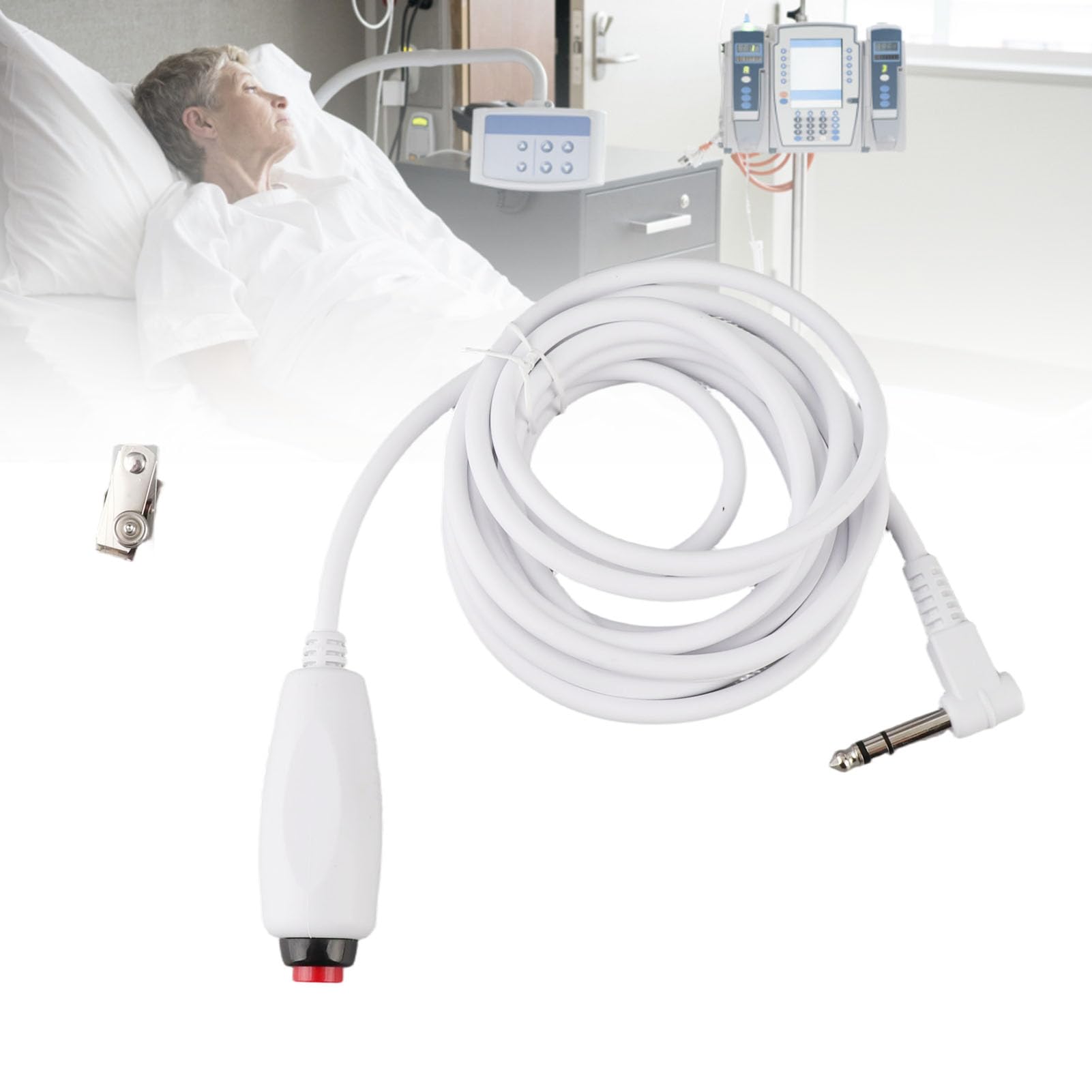 Cavo Universale per Pulsanti con Clip per Sistemi di Chiamata Infermieri - Design Professionale, Facile da Usare, Lunghezza Cavo 9,8 Piedi