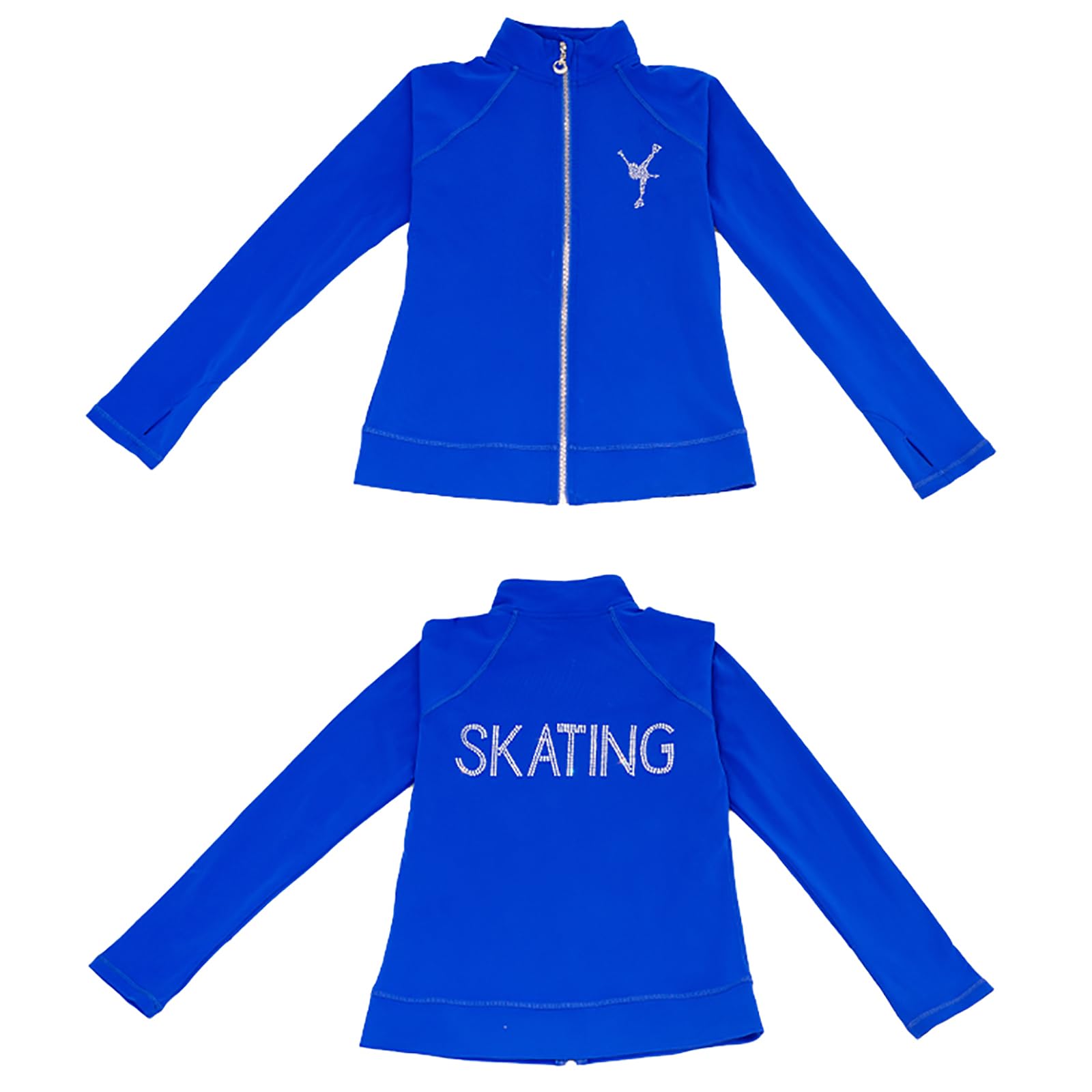 Pantalones de Patinaje Artístico con Chaqueta para Niña Cálido Polainas de Patinaje sobre Hielo Ropa de Entrenamiento(Size:XXL,Color:Azul Real)