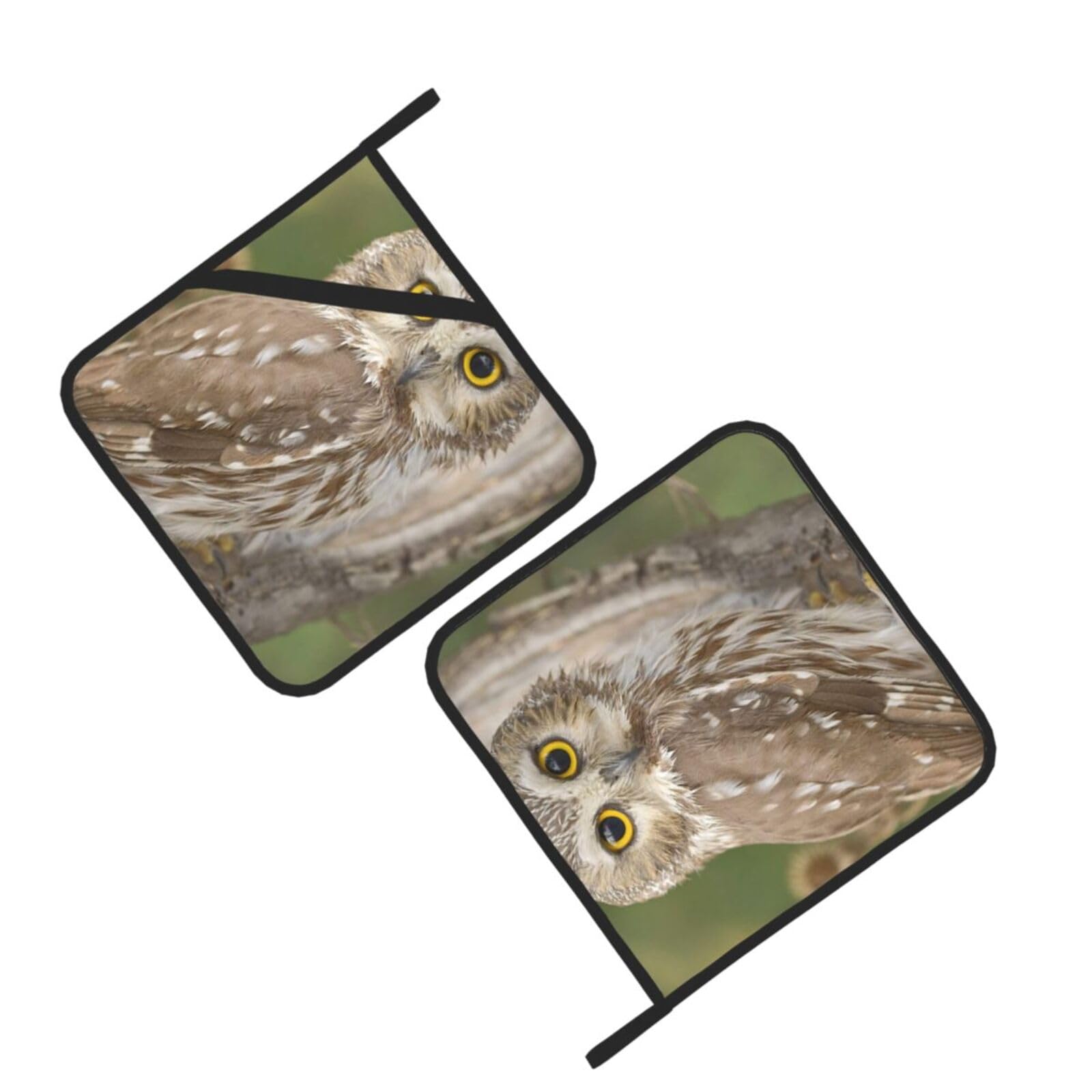 Wildlife Animal Owl Printed Oven Pot Holders Set of 2 Pcs Heat Resistant Kitchen Microwave Potholders for Cooking Baking Grilling