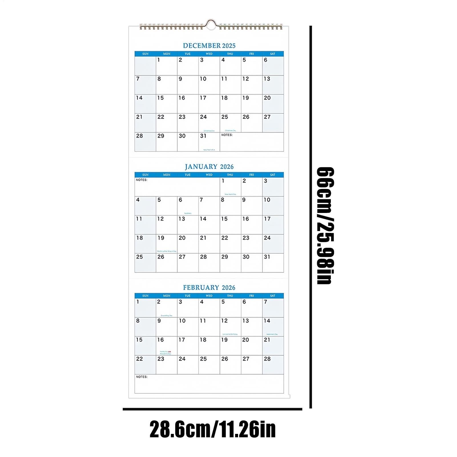 Der 2026 kalender Vertikaler Wandkalender 2026, 3-Monats-Wandkalender 2025–2027, Bürobedarf for Reisen, Alltag, Büro, Zuhause, Kühlschrank, Training Der punkt im jahr 2026
