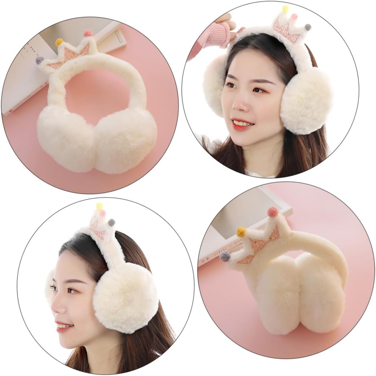 Veemoon Cartoon Earmuff Boys and Girls Earmuffwinter Outdoor Ear Cover Comfortable Crown Pattern Ear Muff Random